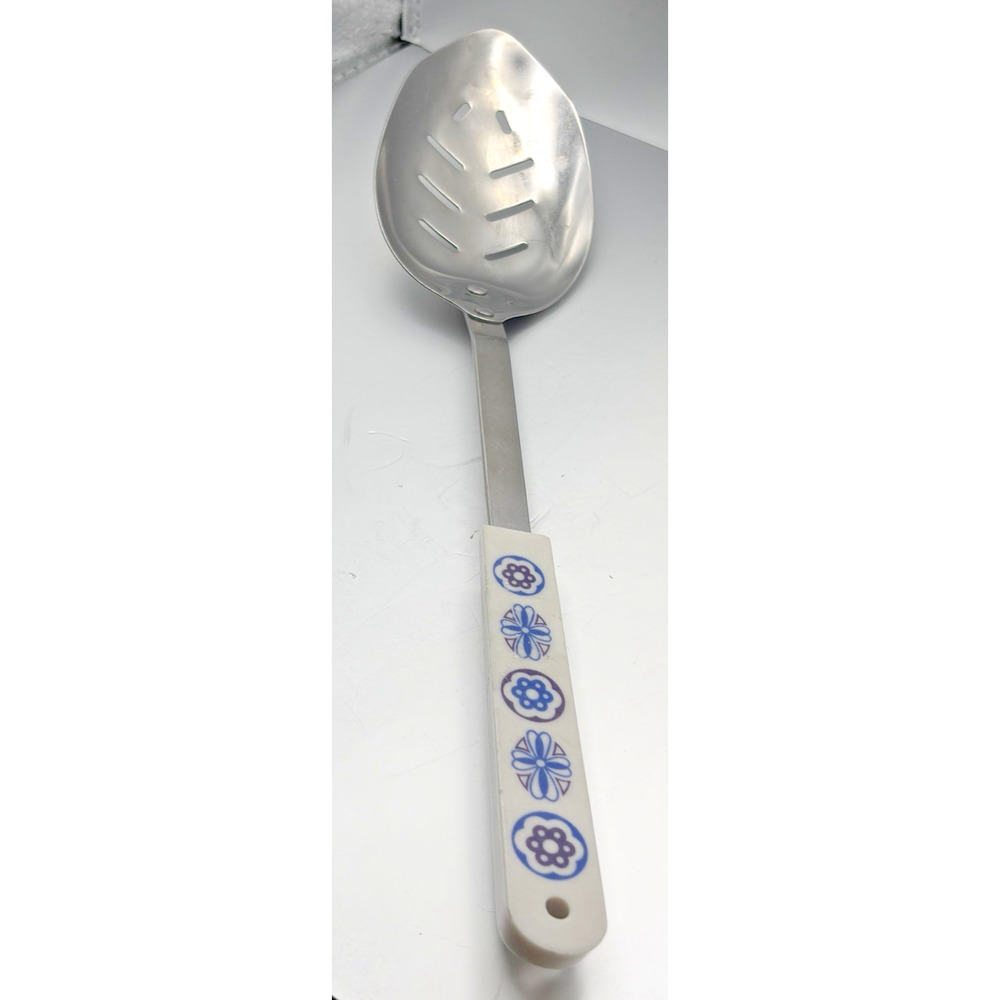 Vintage Ace Slotted Serving Spoon Stainless Steel USA RETRO Blue purple